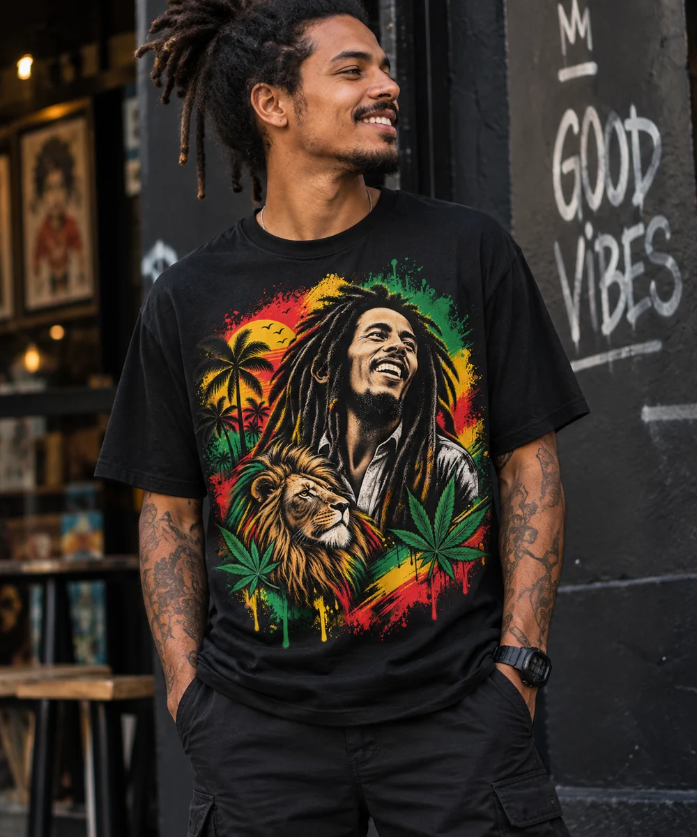 Camiseta Bob Marley preta masculina