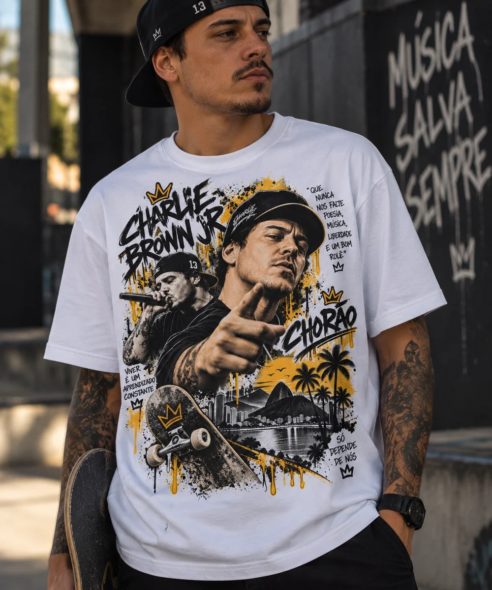 Camiseta Charlie Brown Jr. branca masculina